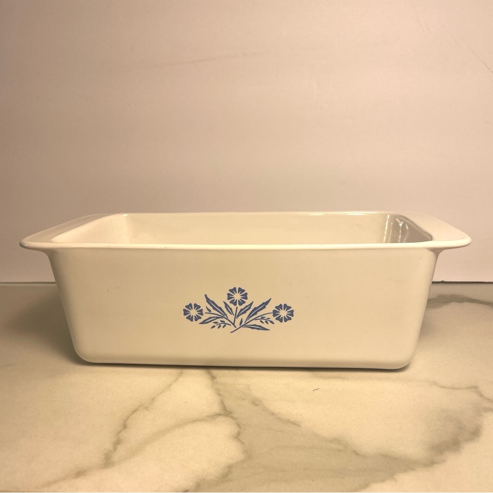 VTG Corning Ware Blue Cornflower 2QT Loaf Bread Pan Baking P-315-B USA 9x5x3